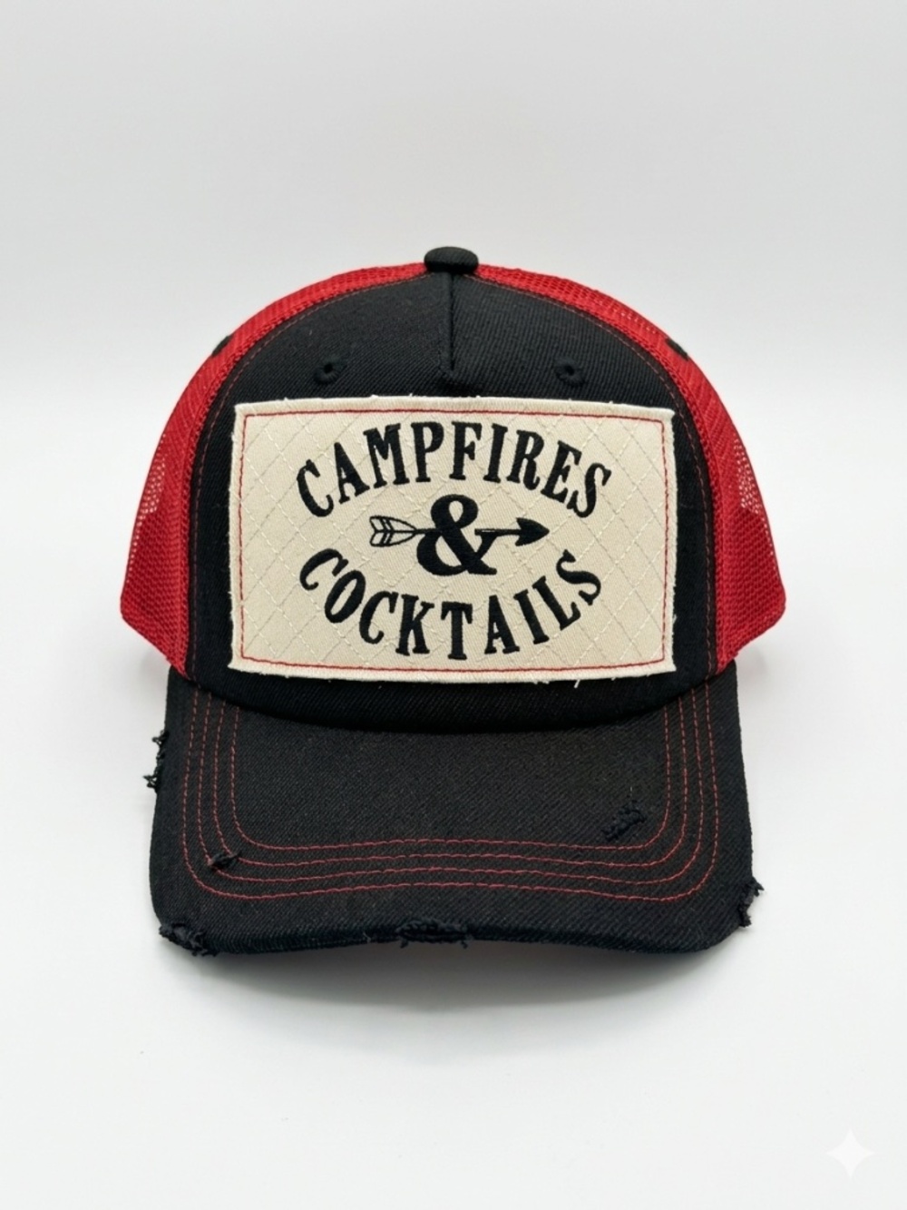 Campfires & Cocktails Distressed Trucker Hat